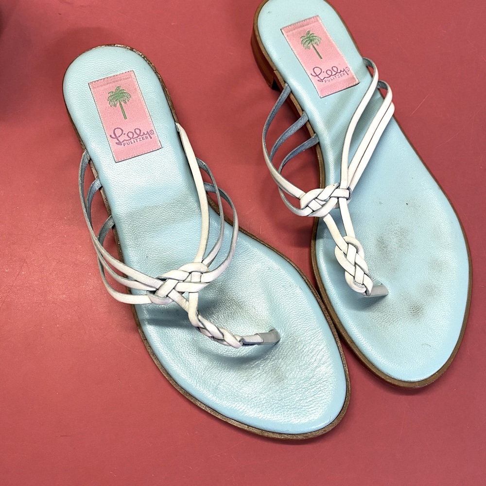 Lilly Pulitzer blue sandals (pink label) size 10B